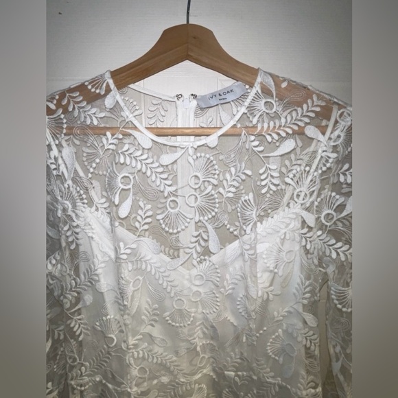 Ivy & Oak Bridal Long Sleeve Embroidered Two-Piece Layered Wedding Dress - Picture 5 of 11